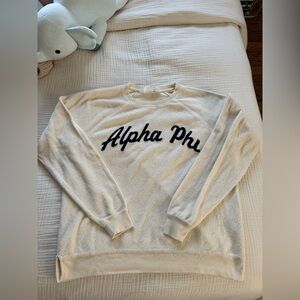 boxercraft Cream Crewneck Sweatshirt with Navy Alpha Phi Script